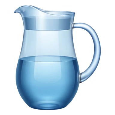 A water pitcher, transparent, slightly blue water, no lid, no droplets, tall. Without a handle and without nose.
 sticker