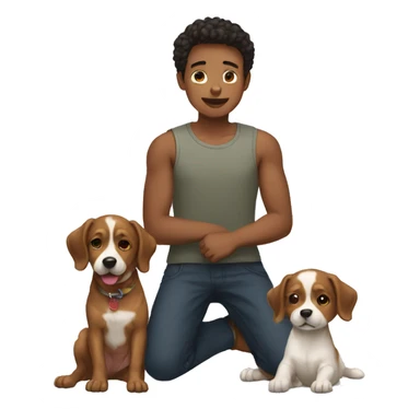 Boy having dogs body sticker