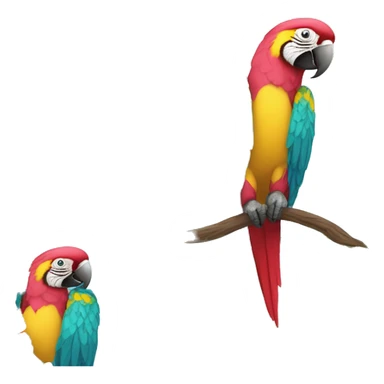 Floral Summer beach cyan pink mustard yellow multicoloured parrot macaw bird holding a plant vine in beak Spanish Italian Mediterranean style floral sticker