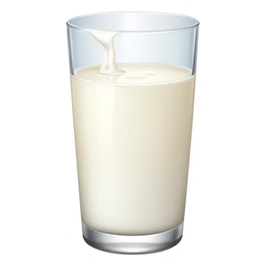 the drink is only milk white, The bottom and mouth of the glass are the same width and thin a toll, There is only white liquid inside, photo realistic, like a third from left sticker