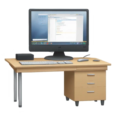 desktop computer on desk back view sticker