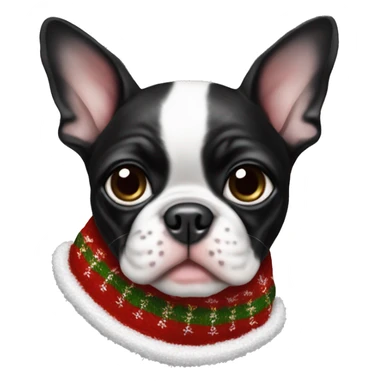Boston terrier puppy wearing Christmas ugly sweater  sticker