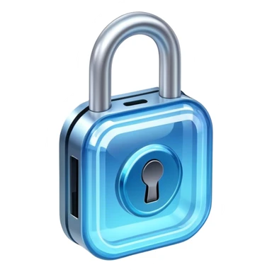 Holographic and glassmorphic blue lock sticker