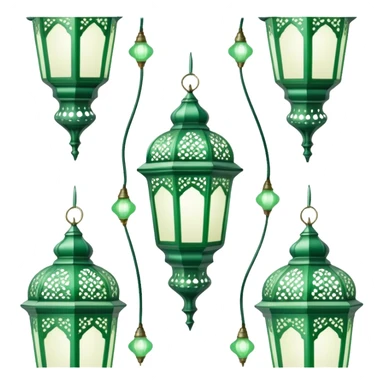 Rococo vintage style green white Ramadan lights sticker