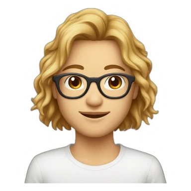 Jeune adulte avec des lunettes blanche visage de forme oval et cheuveux brun sticker