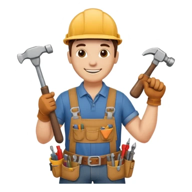 a handyman holding a hammer and a screwdriver sticker