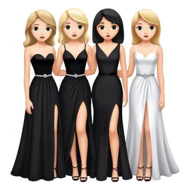 a group of white girls in black prom dresses sticker