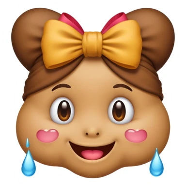 Emoji I phone Type, happy poo with tears a bow on the head sticker