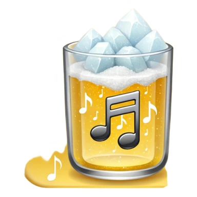 salt in the glass, sparkle icon(yellow), and music note in a row sticker