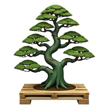 standing slanted bonsai trees rack made from the pallet wood  sticker