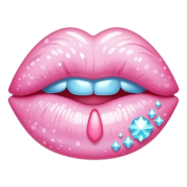 Pastel pink kiss mark sparkly sticker