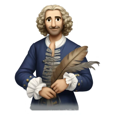 Molière holding a feather in his hand sticker