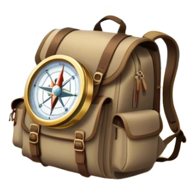 Icon for Expeditions: a compass, a map, a backpack and a rugged expedition jeep, set against a backdrop of snowy mountains, sand dunes and tropical islands. The icon should capture the spirit of adventure and exploration in diverse landscapes. Transparent background. sticker