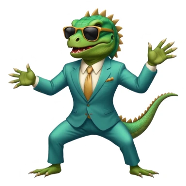 capitalist iguana banker godfather with black sunglasses breakdance scaring sticker
