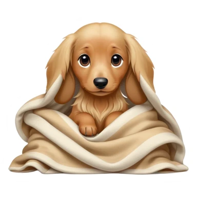 kawaii disney blonde long-haired daschund puppy cozy in a blanket sticker