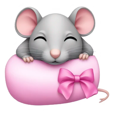 Grey Mouse with pink bow sleeping sticker