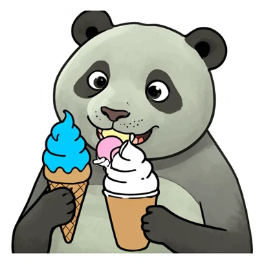 Panda eating ice cream sticker