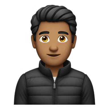 Indian man wearing a black puffer with sleeves rolled up to his mid forearm with black hair and slightly receded hairline sticker