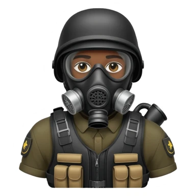 black soldier in black bulletproof vest and gas mask sticker