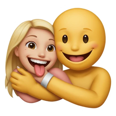 smiley face biting another person’s arm  sticker