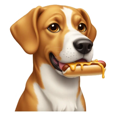 Dog eating hot-dog sticker