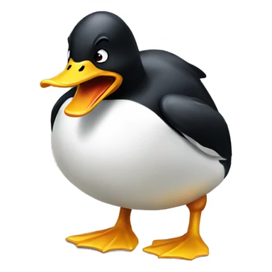 Duck angry at penguin  sticker