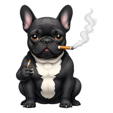 Black French bulldog smoking  sticker
