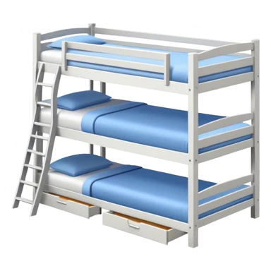 Triple bunk bed white with desk underneath  sticker