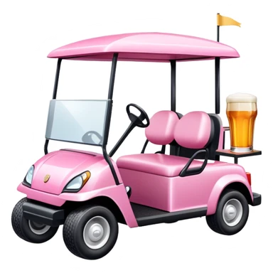 pink golf cart with beers sticker