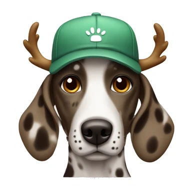 Brown Dalmatian in a cap with deer horns sticker