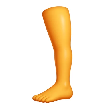 Create a single leg emoji that looks exactly like one of the legs in the reference image, in iOS emoji style. The emoji should have 3D appearance, shiny surface, smooth gradients, soft shadows, and a realistic leg and foot with the classic emoji look. Add a glossy effect to the skin. sticker