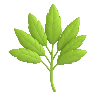 3D emoji style, herb leaf, three-dimensional and lively, no background sticker