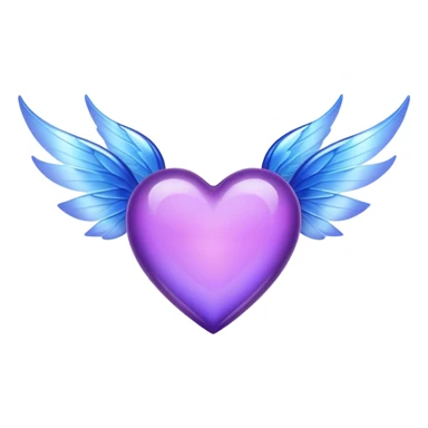 Purple Heart with blue fairy wings sticker