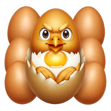 Chicken with fiery eyes + golden egg in claws
— The chicken looks like it just escaped from a casino in hell. There's excitement in her eyes, an egg in her claws, and "x5?" or "??x" on it. It's a mix of aggression and the promise of wealth. Pure dopamine. sticker