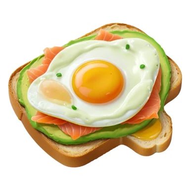 avocado toast with salmon and eggs, under green cream  sticker