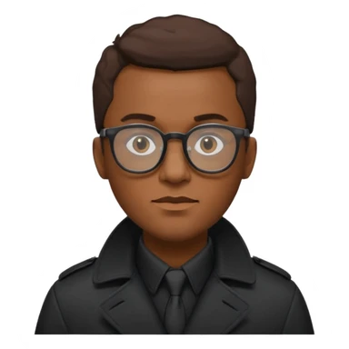 black man in black trenchcoat and glasses sticker