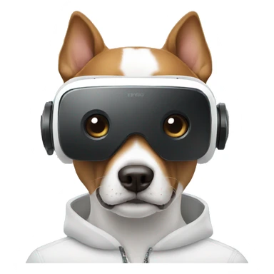 Man with dog face with VR headset sticker