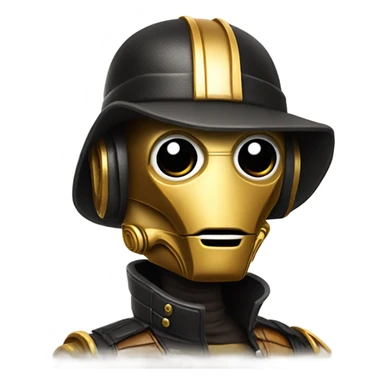 rough c3Po wearing Satan’s leather biker outfit with hat walking sticker