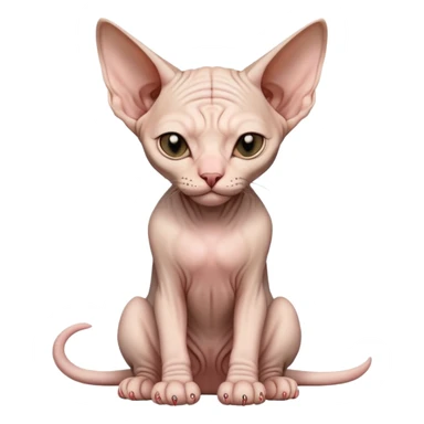 hairless sphynx cat full body sitting with eyes closed sticker