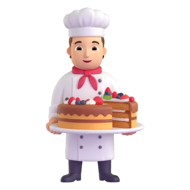a pastry chef with a cake sticker
