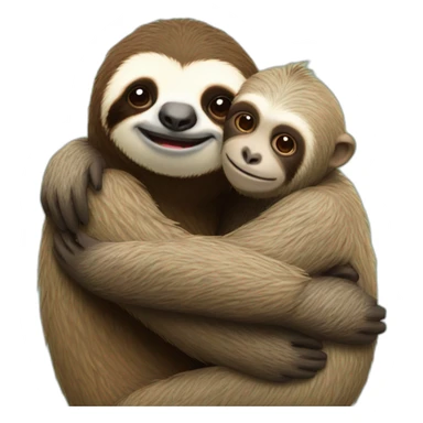 sloth and monkey hugging sticker