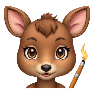 Cute female deer with cigarette with a bow bigger eyes bigger eyeliner and eyelash sticker