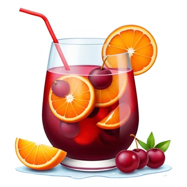 frozen sangria in a glass with fruit sticker