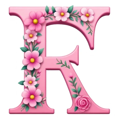 Pink, romantic, flowery, the letter “f” sticker