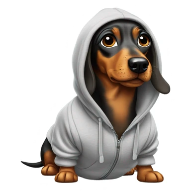 Weiner dog wearing a hoodie sticker