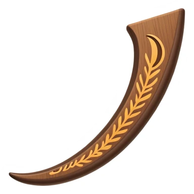 Cinematic Realistic Boomerang Emoji, depicted as a sleek, curved traditional Aboriginal tool rendered with detailed textures and a dynamic sense of motion, symbolizing cultural significance and natural craftsmanship under warm earthy lighting. sticker