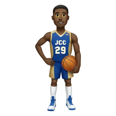 Basketball player with JJC on uniform in Blue white and gold sticker