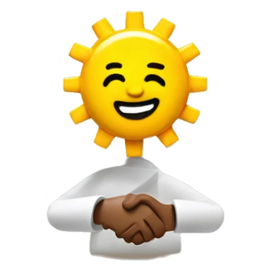 A lego guy shaking hands with the sun sticker