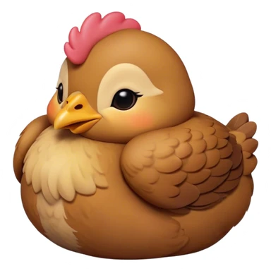 Meme-Worthy Cute Sleeping Brown Chicken Portrait Emoji, Head resting peacefully with a contented smile, showcasing a delightfully compact build and a luxuriously soft brown plumage, eyes shut in a serene, restful nap, Simplified yet hilariously adorable features, highly detailed, glowing with a soft, drowsy light, high shine, relaxed and utterly lovable, stylized with an air of playful laziness, bright and heartwarming, soft glowing outline, capturing the essence of a comically sleepy chicken, so meme-worthy it feels like it could instantly become the next viral sensation of adorable slumber! sticker
