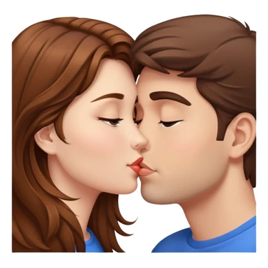 Brown hair girl Kissing guy sticker